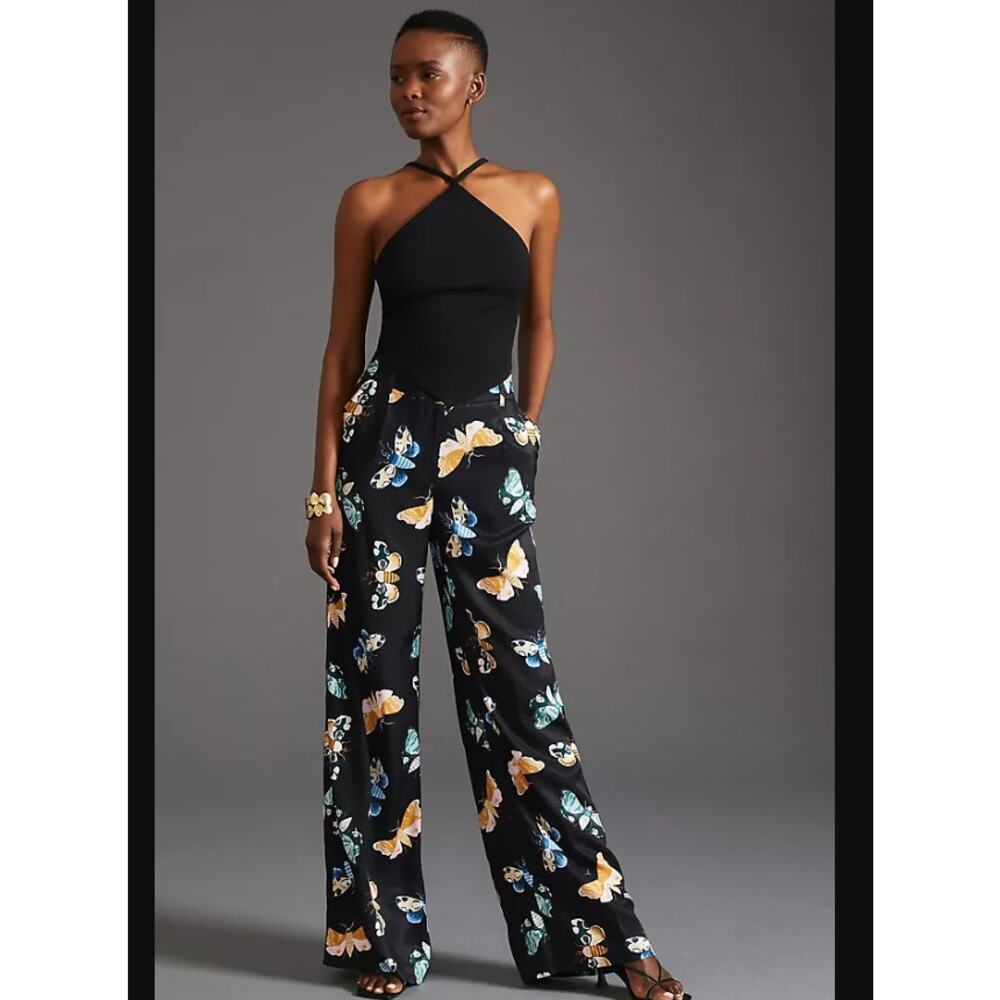 Anthropologie Sarah Gordon x Maeve Printed Wide-Leg Pants Size 8 NWT 30"x30"